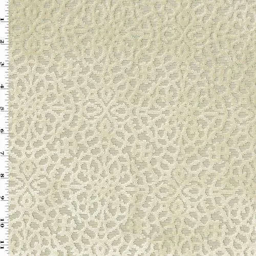 1 3/4 YD PC--Bisque Beige Pile Velvet Floral Motif Home Decorating Fabric