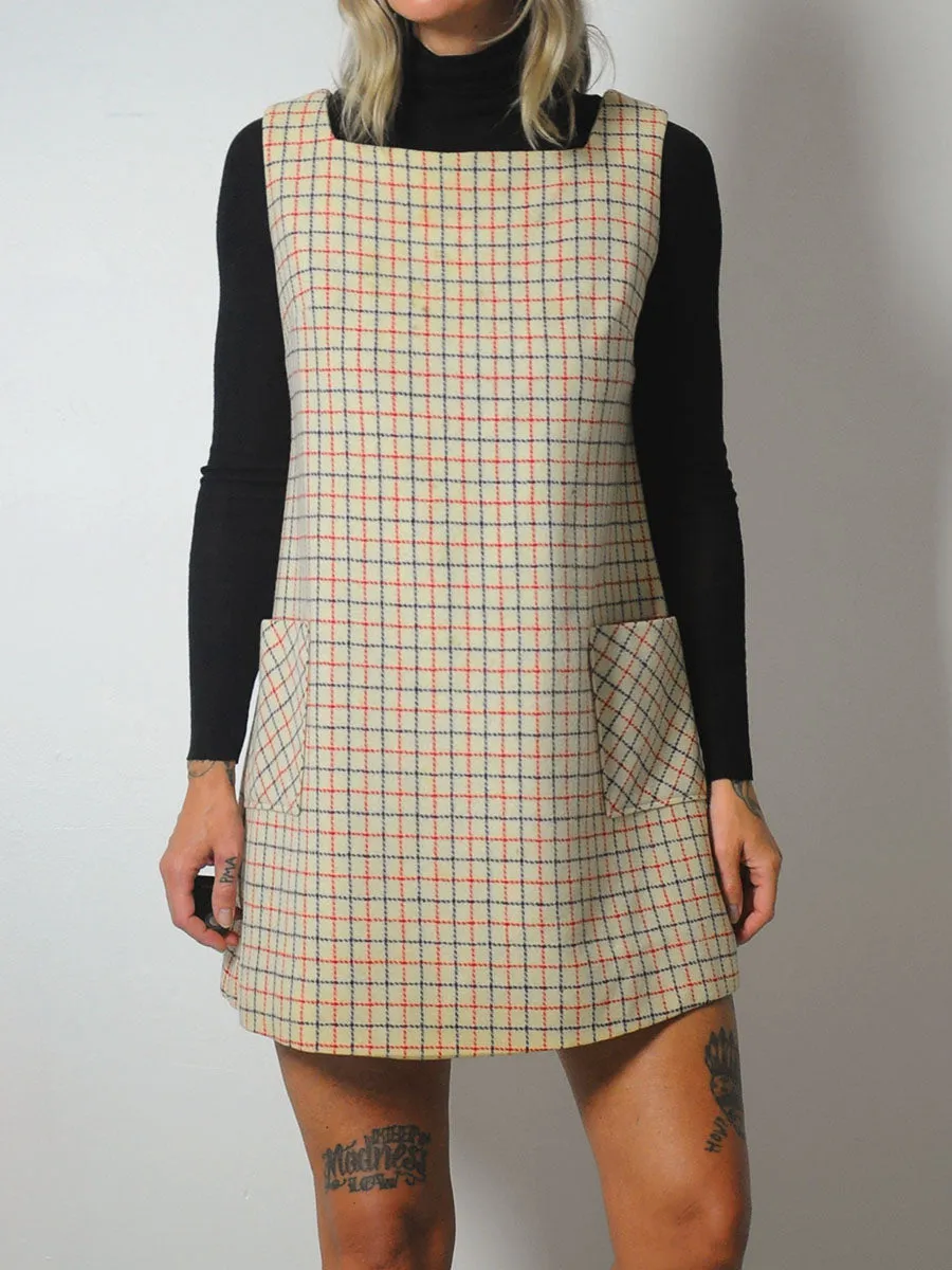 1960's Wool Grid Jumper Dress