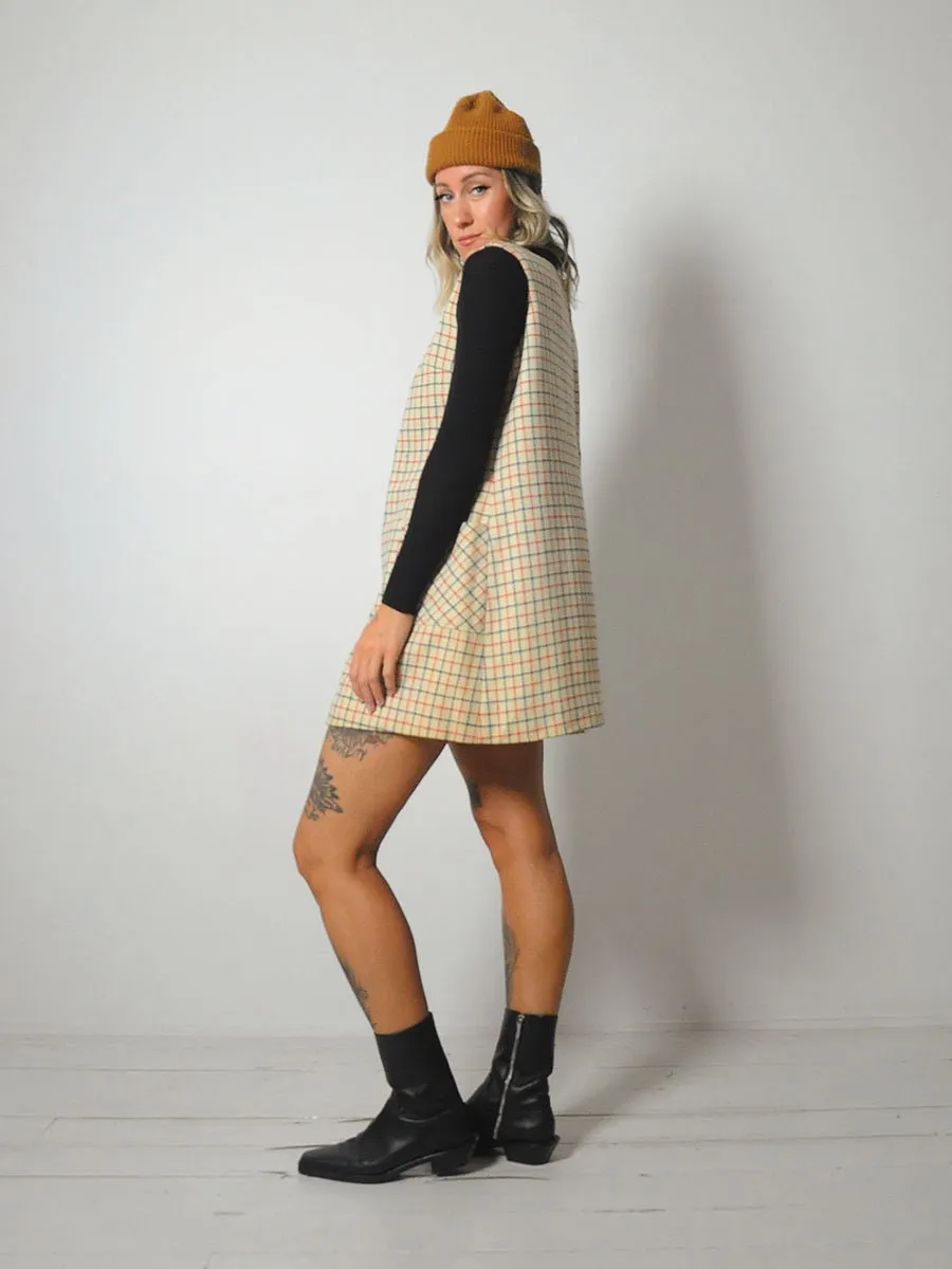 1960's Wool Grid Jumper Dress