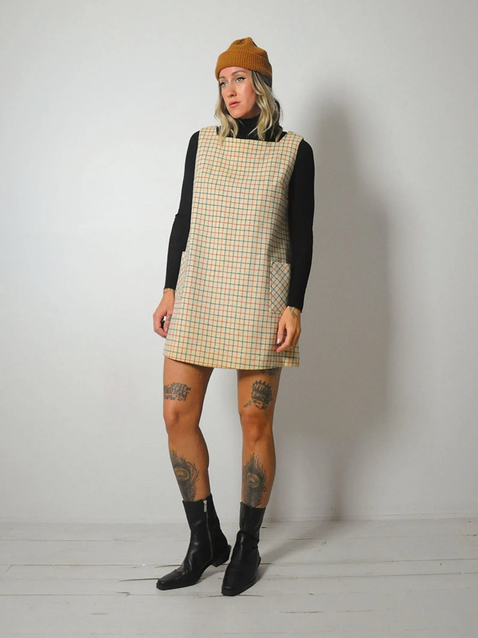 1960's Wool Grid Jumper Dress