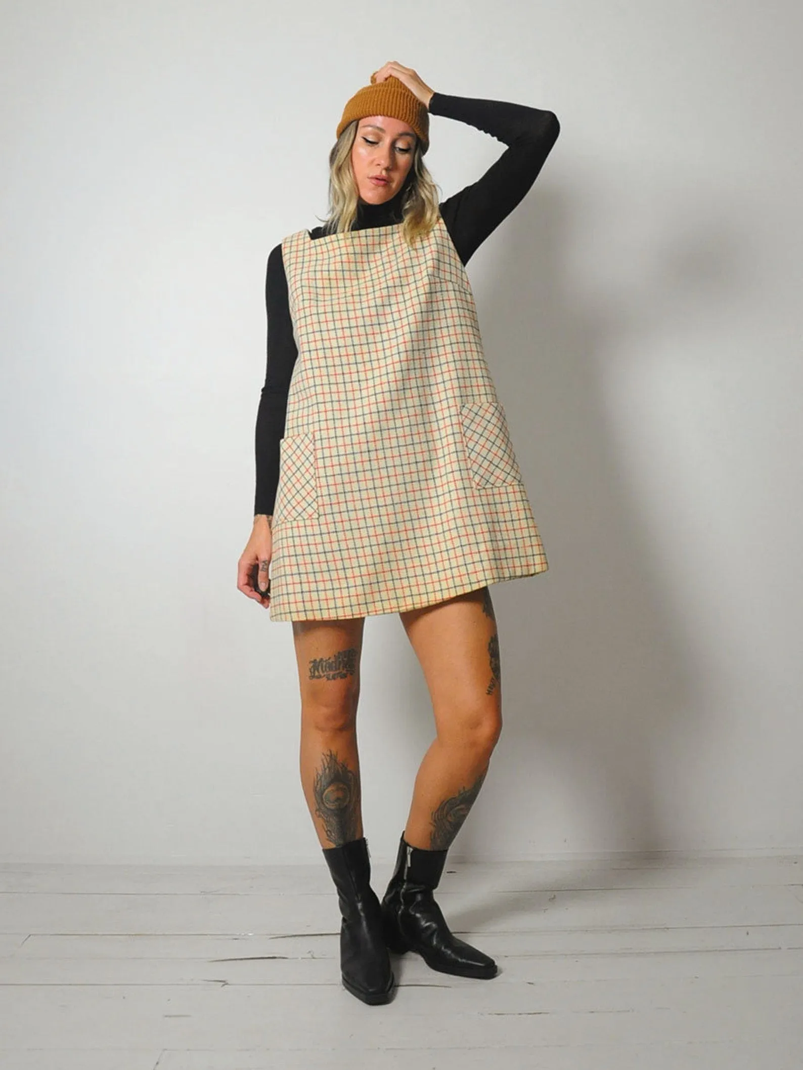 1960's Wool Grid Jumper Dress