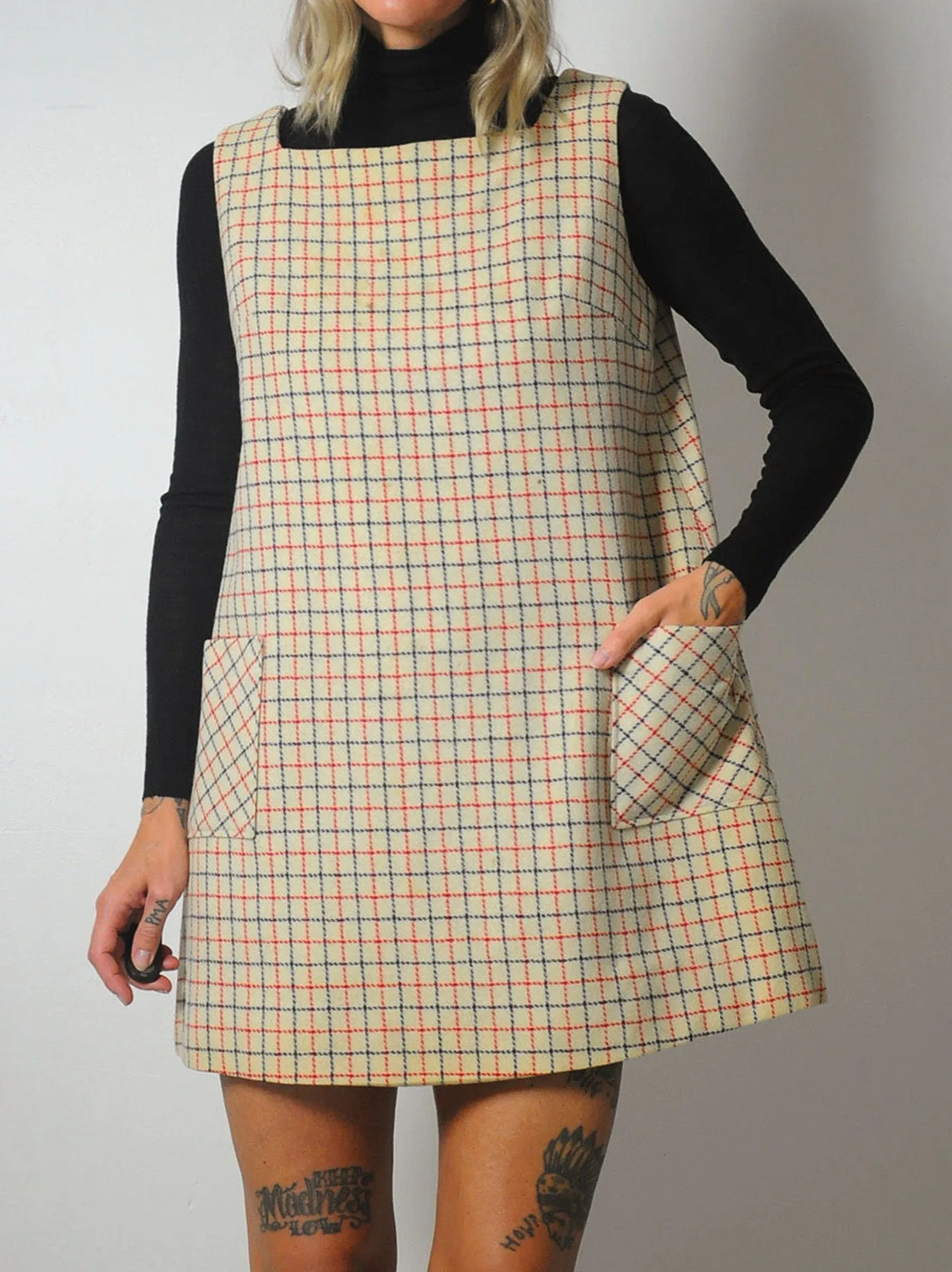 1960's Wool Grid Jumper Dress