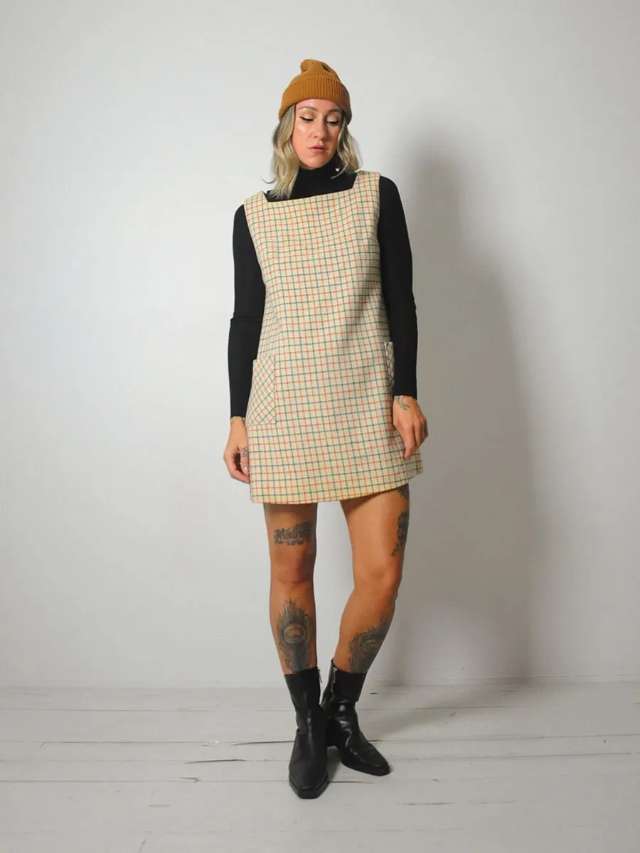 1960's Wool Grid Jumper Dress