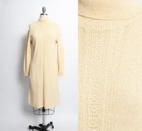 1970s Dress Wool Knit Long Sleeve Meringue M / L