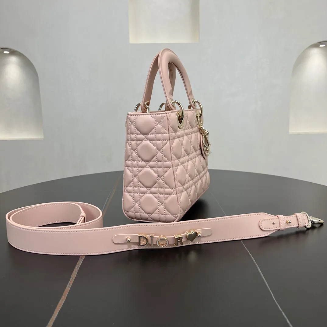 20cm Pink Princess Diana 4-Grid Sheepskin Shoulder Bag 278092