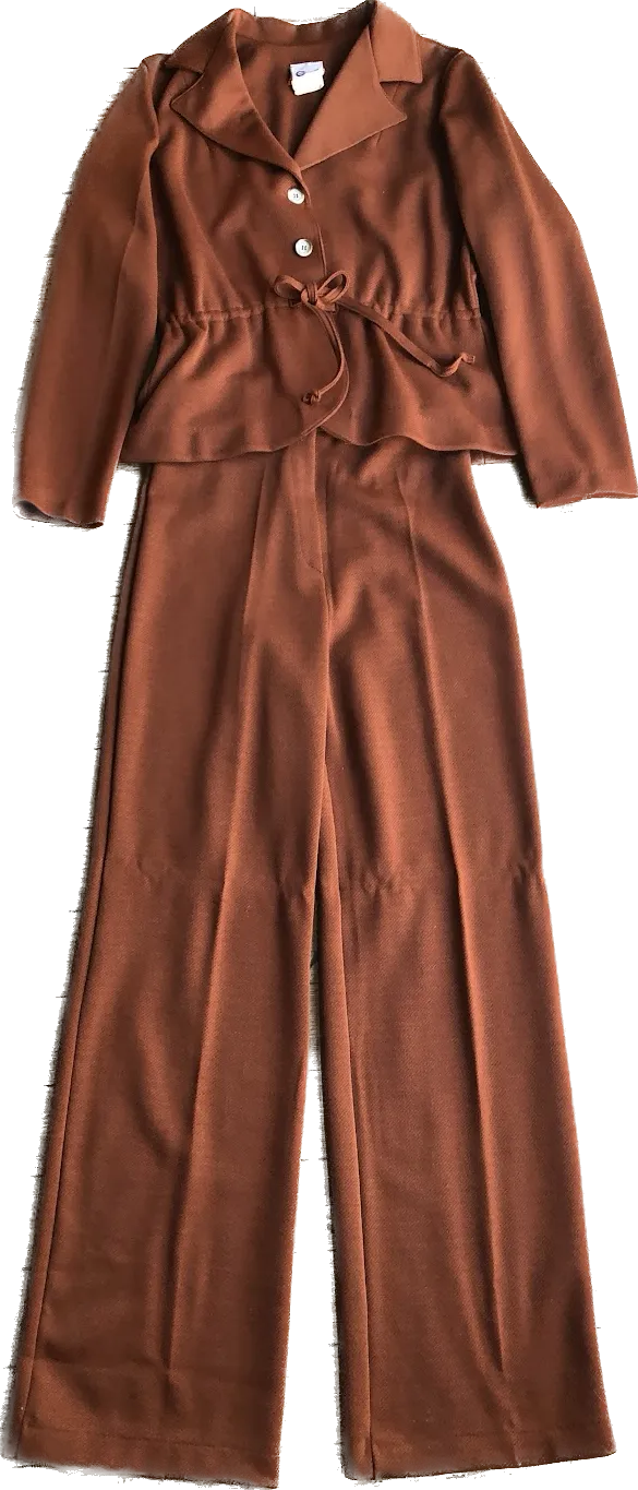 70s Caper-Mates Rust Pant Suit        M