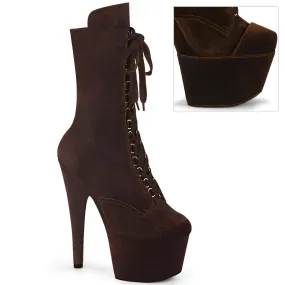 ADORE-1045VEL Brown Velvet Platform Exotic Dancer Boots