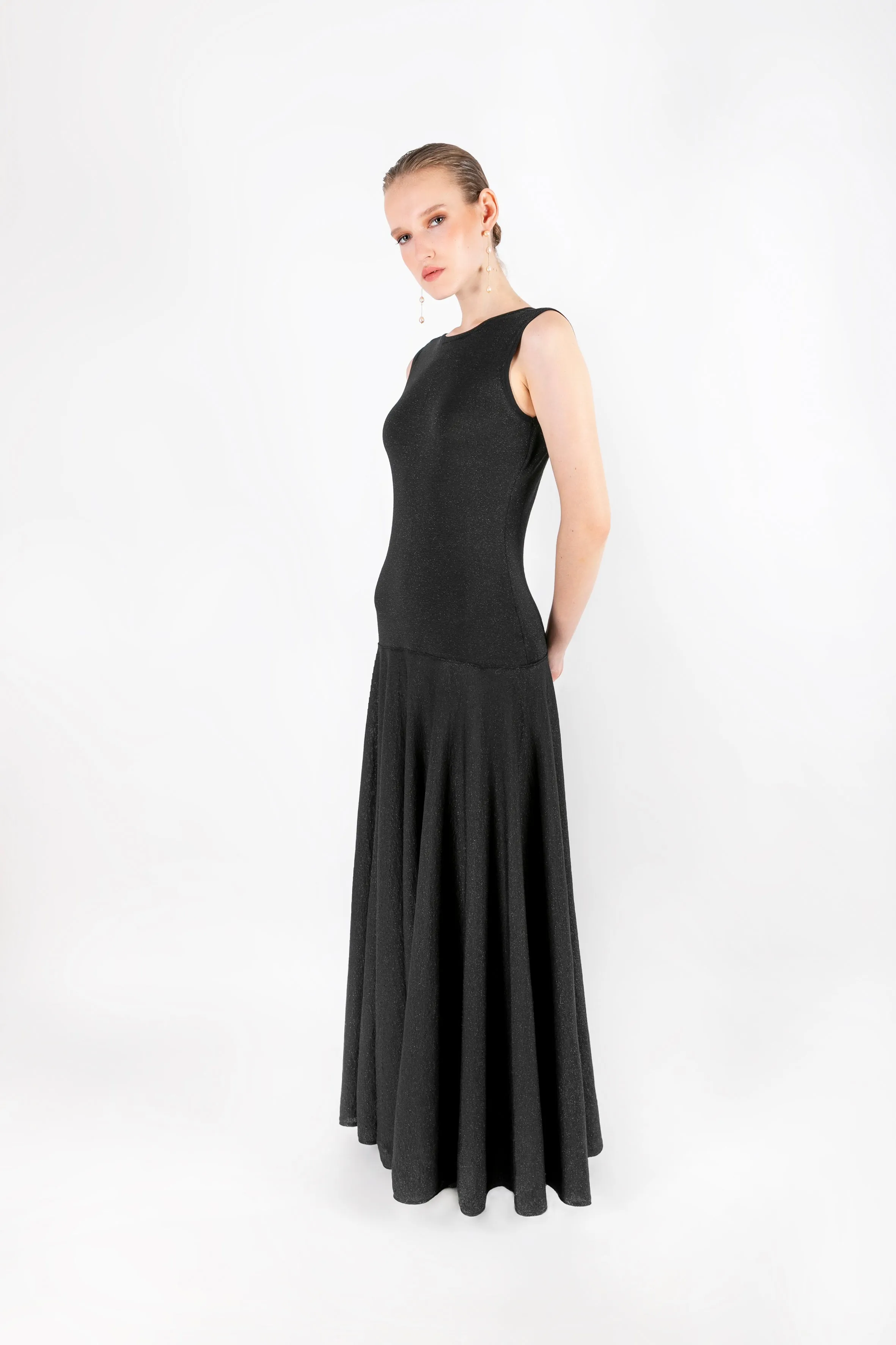 Afife - Wool Blend Pleated Black Dress