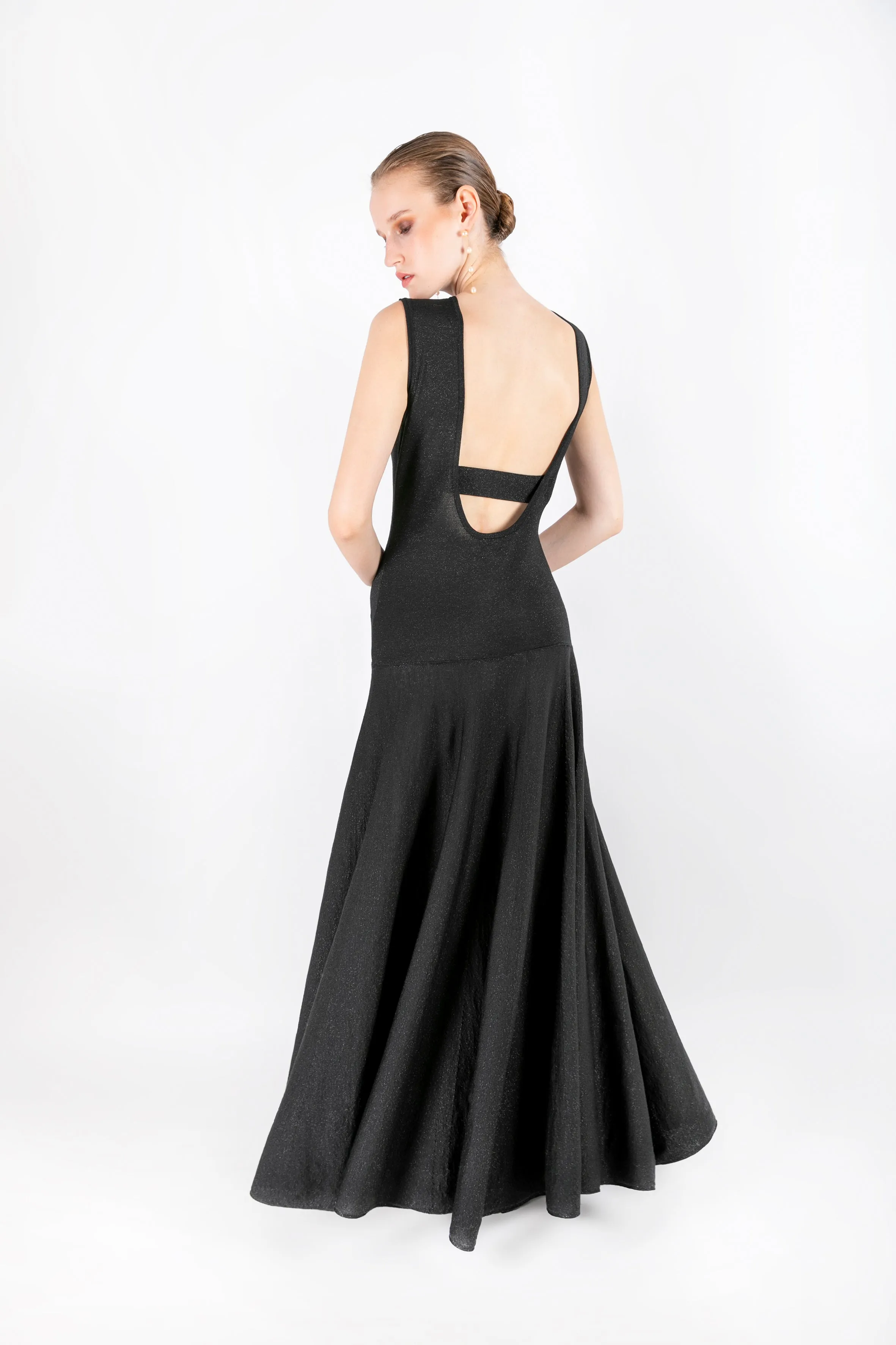 Afife - Wool Blend Pleated Black Dress