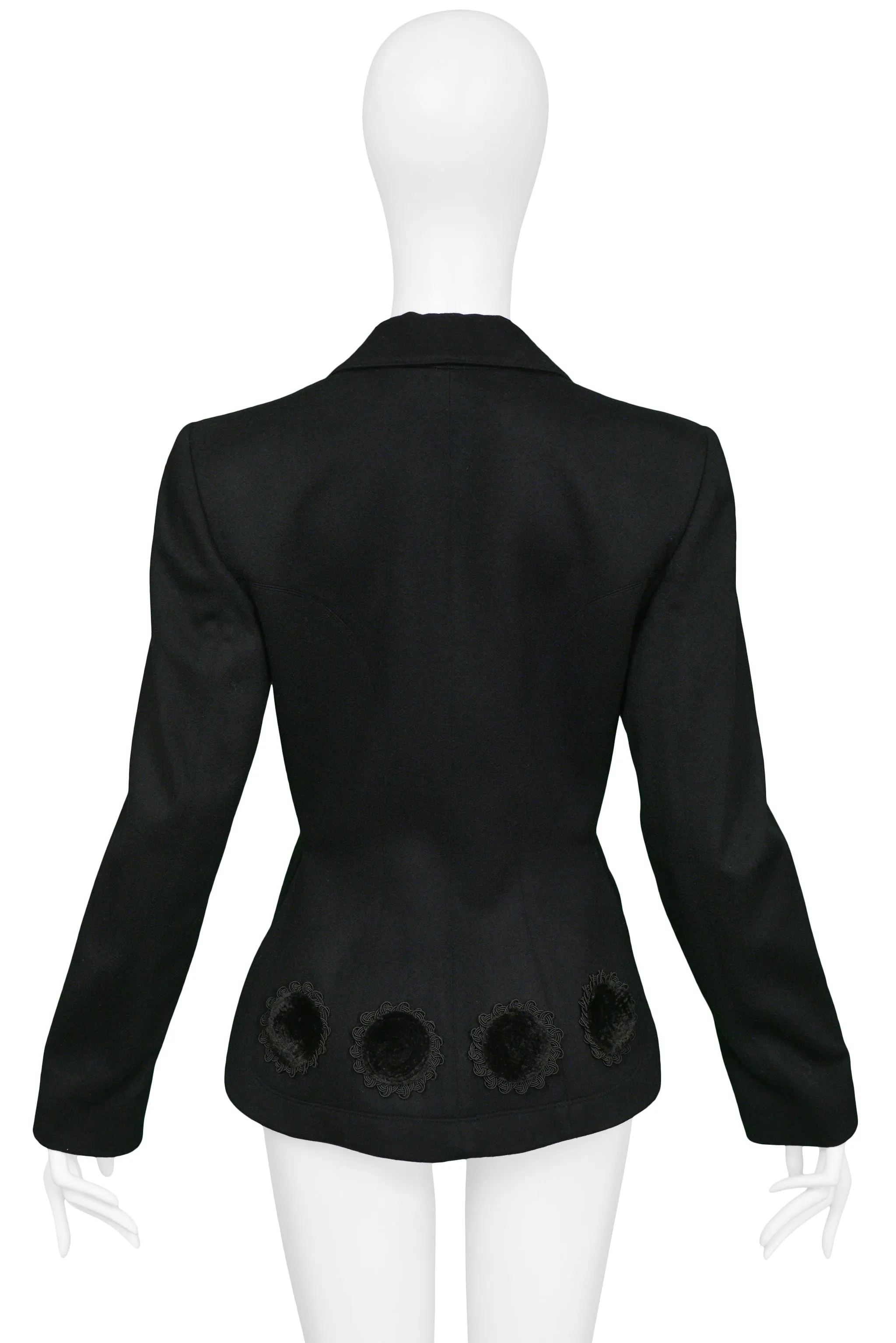 ALAIA BLACK FITTED BLAZER WITH VELVET APPLIQUE 1991