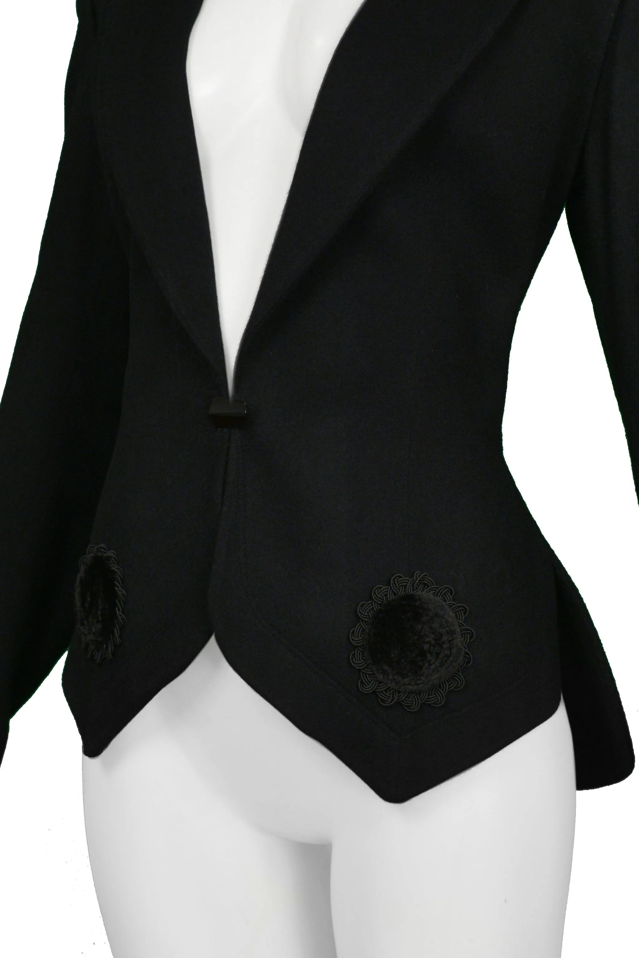 ALAIA BLACK FITTED BLAZER WITH VELVET APPLIQUE 1991