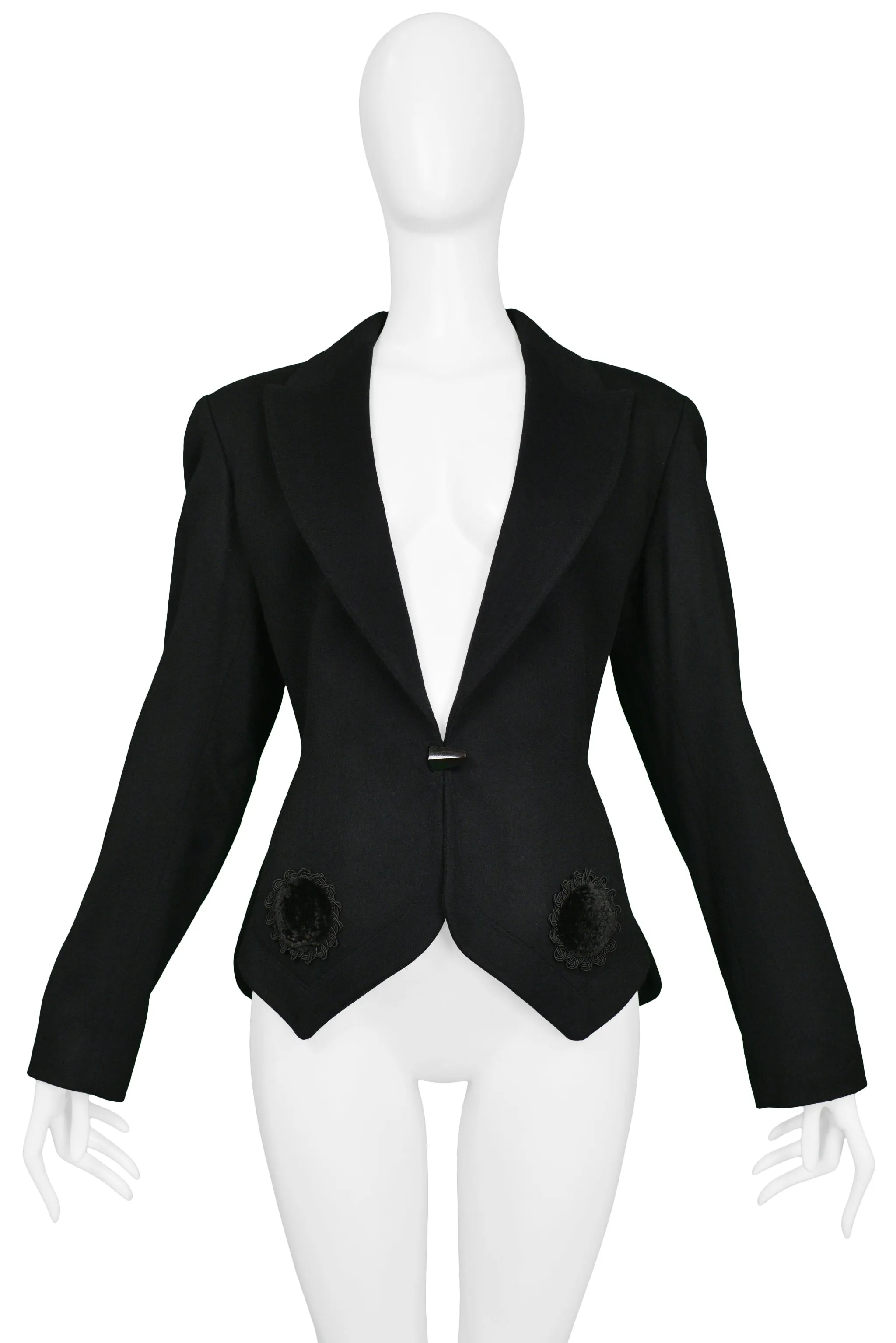 ALAIA BLACK FITTED BLAZER WITH VELVET APPLIQUE 1991