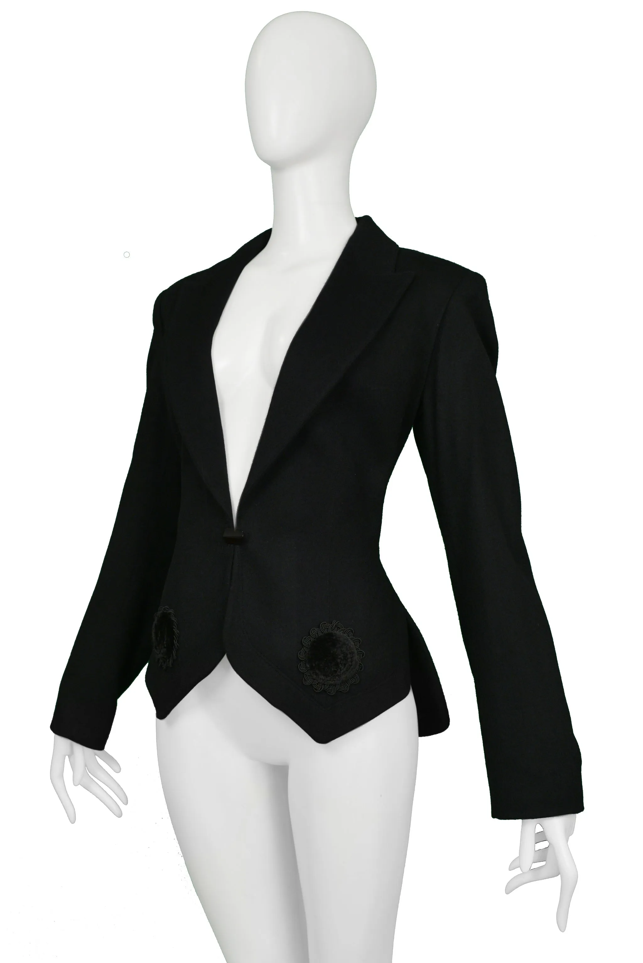 ALAIA BLACK FITTED BLAZER WITH VELVET APPLIQUE 1991