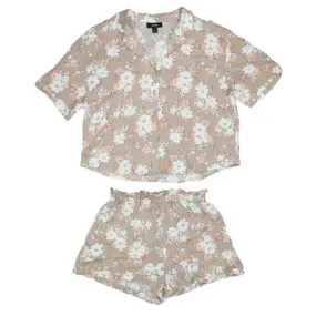 Alfani Ladies Tan Sheepskin Stencil Floral Print Pajama Set