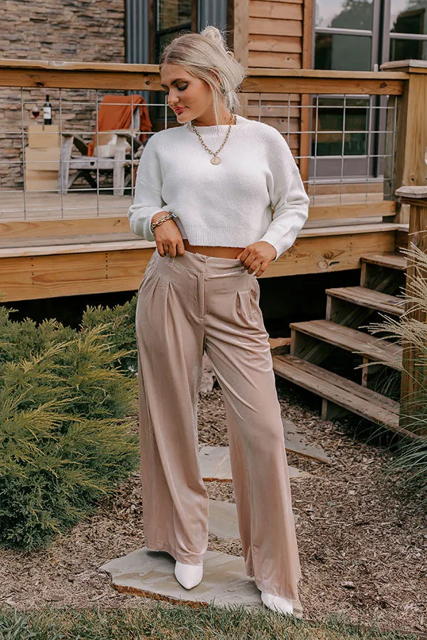 All The Hits High Waist Velvet Pants In Taupe