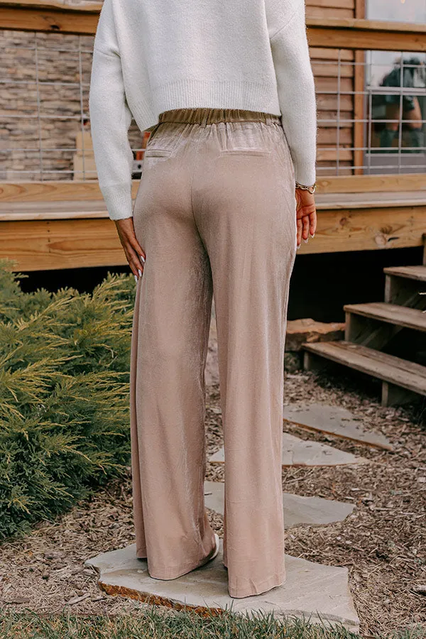 All The Hits High Waist Velvet Pants In Taupe