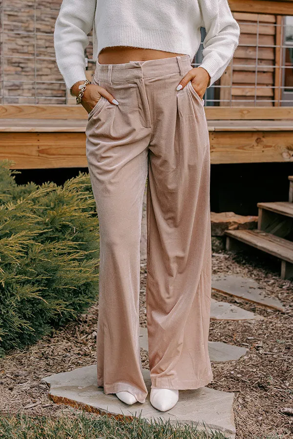 All The Hits High Waist Velvet Pants In Taupe