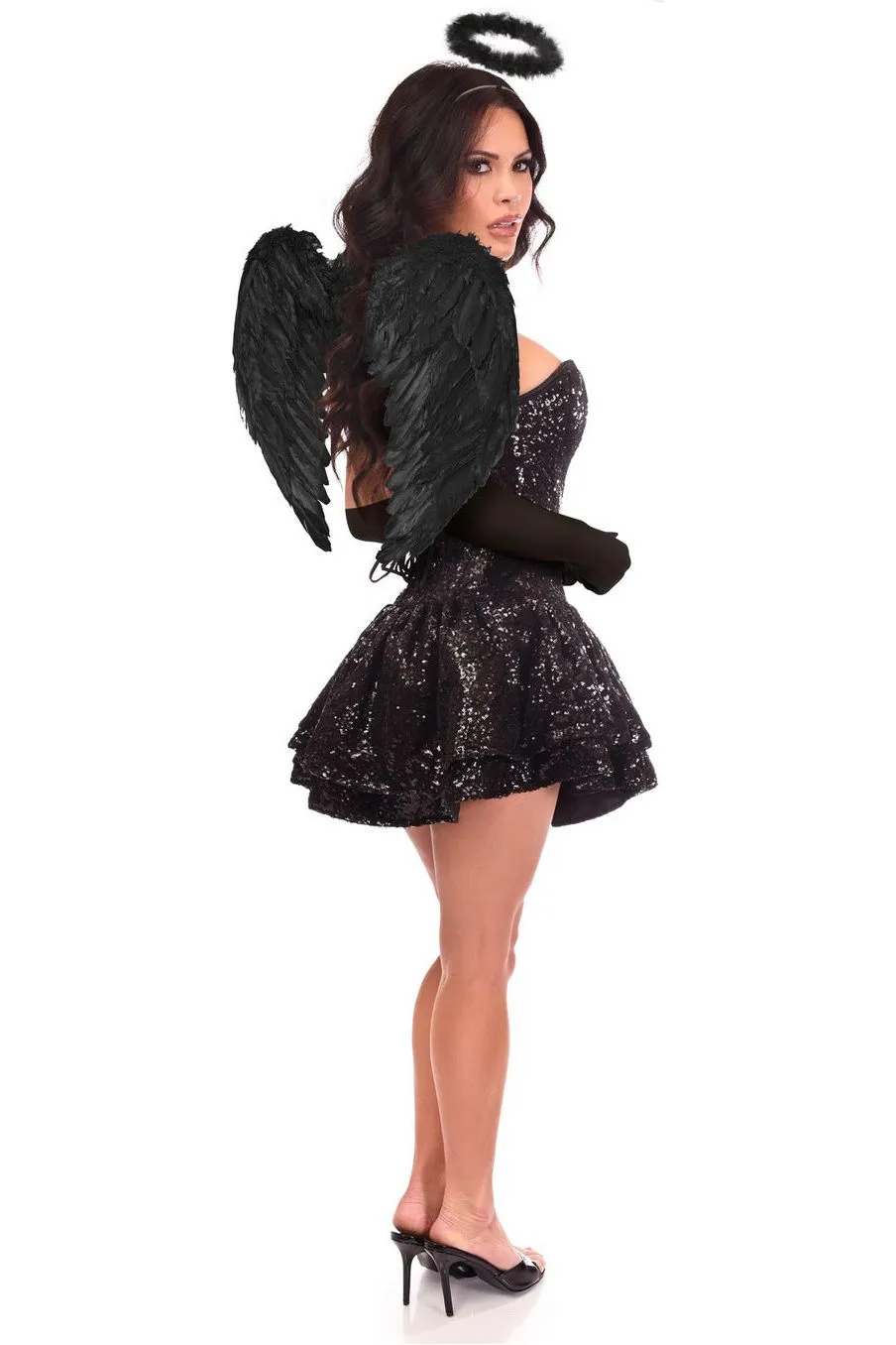 Angelic 4 PC Black Sequin Dark Angel Costume