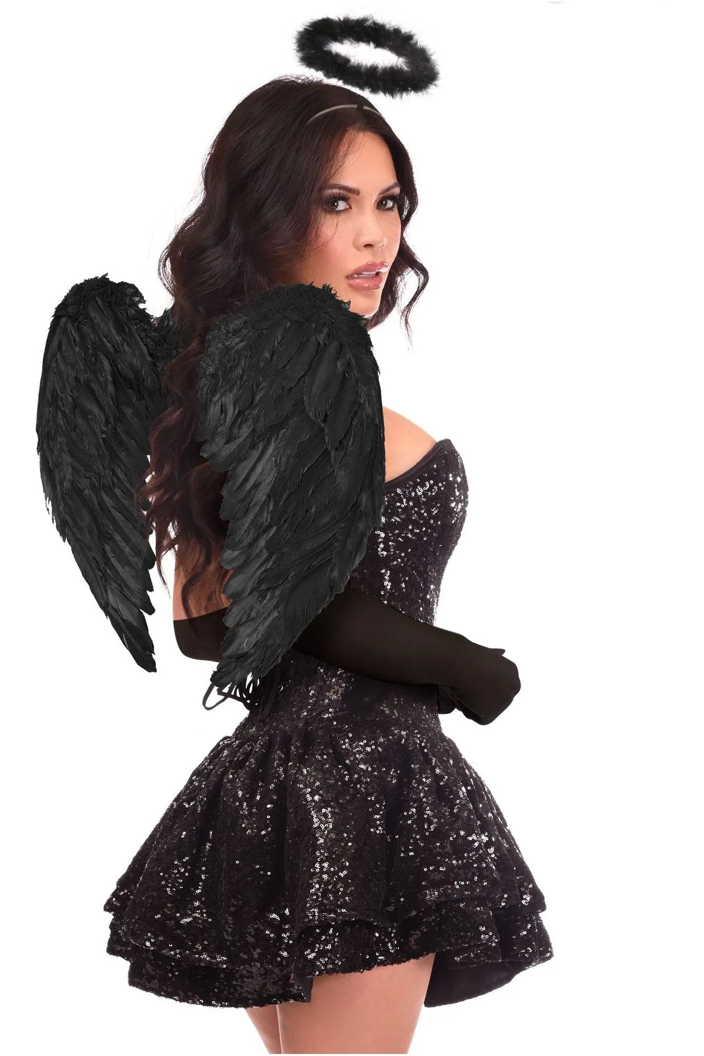 Angelic 4 PC Black Sequin Dark Angel Costume