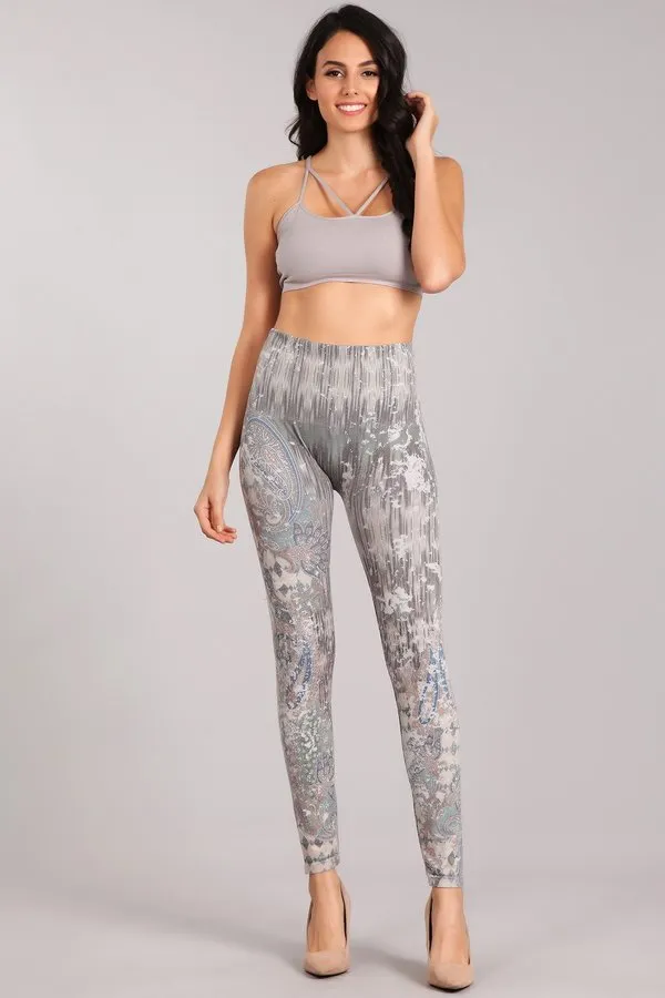 B4437C High Waist Full Length Bohemian Flair Leggings