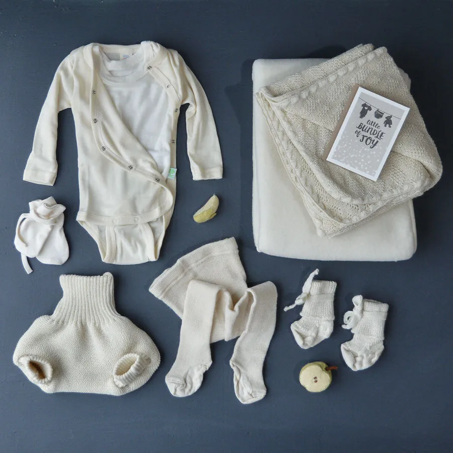 Baby Bodysuit in Wool/Silk - Kimono style (0-12m)