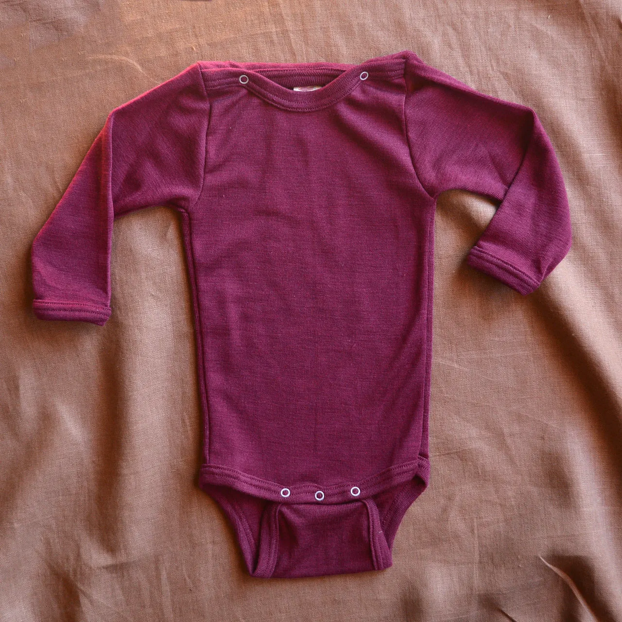 Baby Bodysuit Long Sleeve Organic Wool/Silk (0-3yrs)