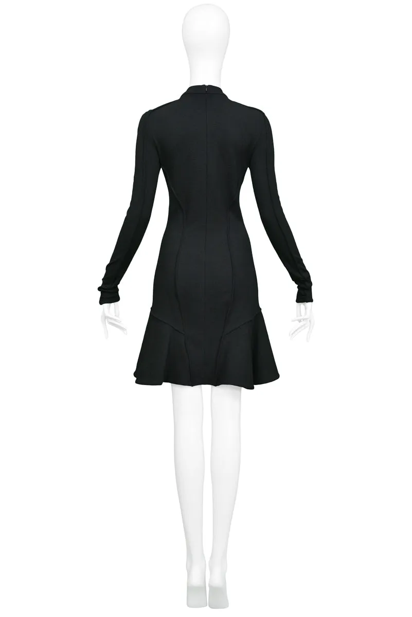 BALENCIAGA BY NICOLAS GHESQUIERE BLACK SCUBA DRESS WITH FLOUNCE