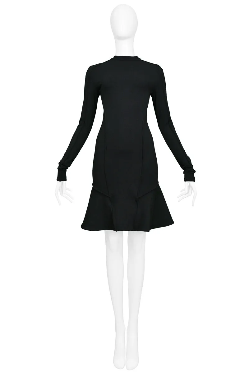 BALENCIAGA BY NICOLAS GHESQUIERE BLACK SCUBA DRESS WITH FLOUNCE