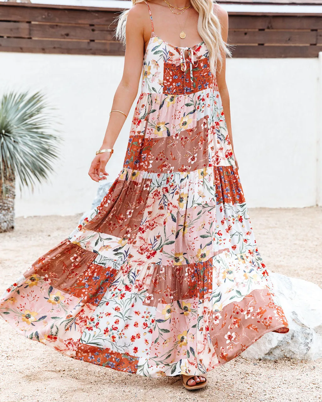 Beauty In Bloom Patchwork Boho Maxi Dress