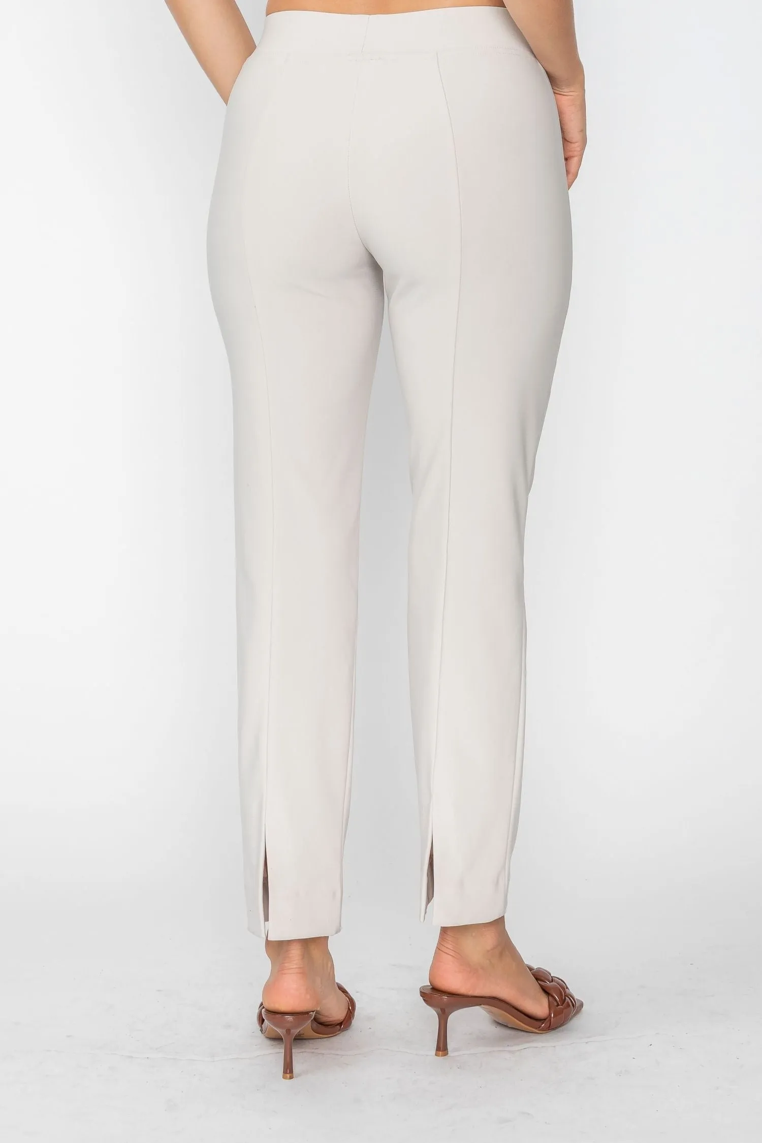 Beige High Tech Pull On Slim Pants