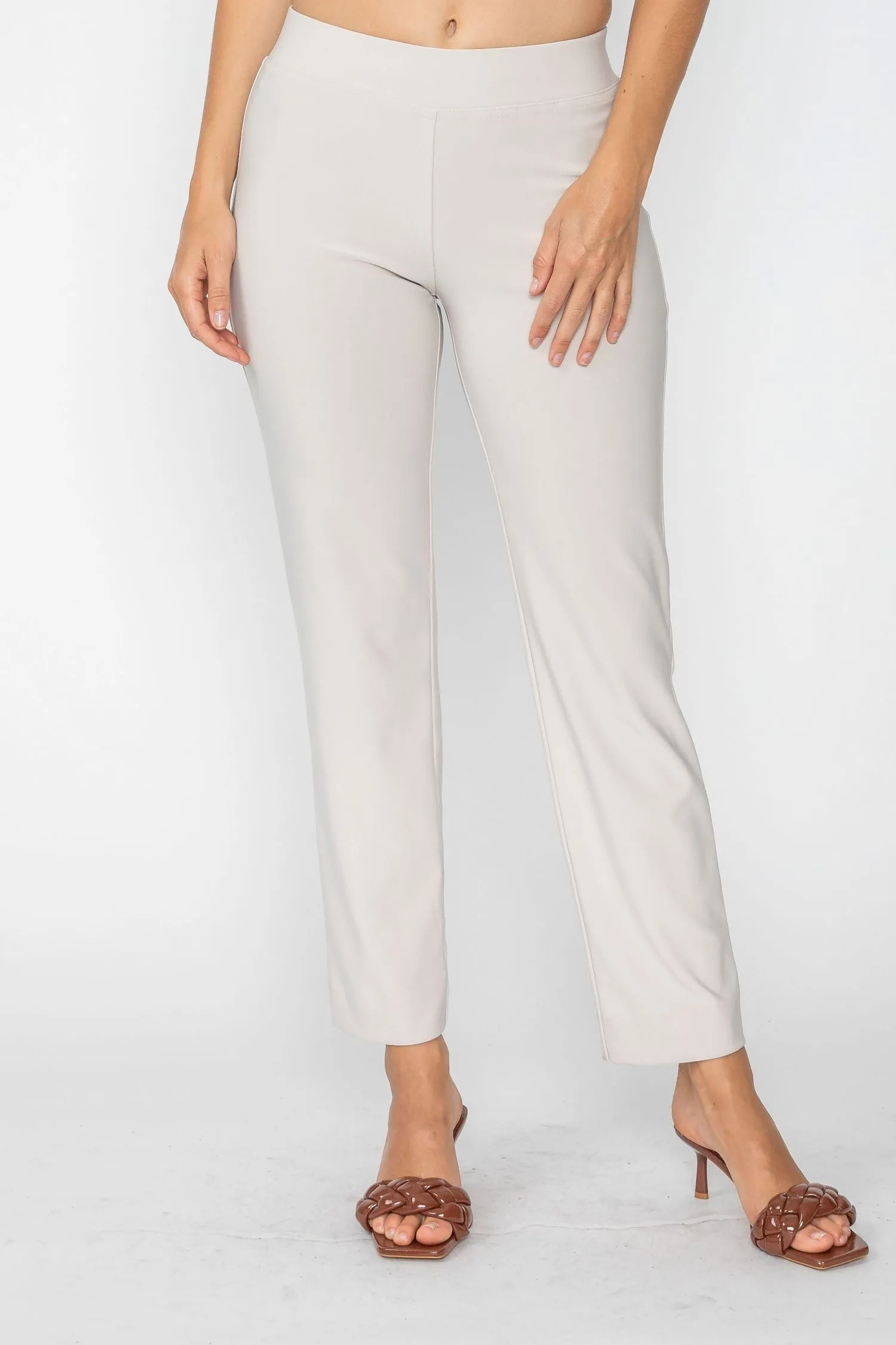 Beige High Tech Pull On Slim Pants