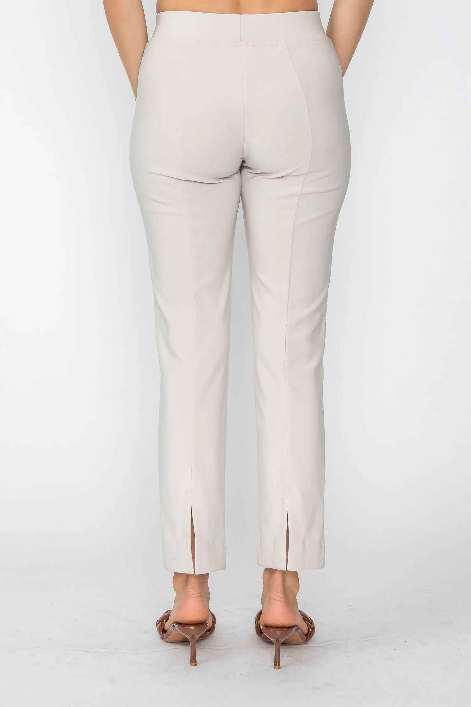 Beige High Tech Pull On Slim Pants