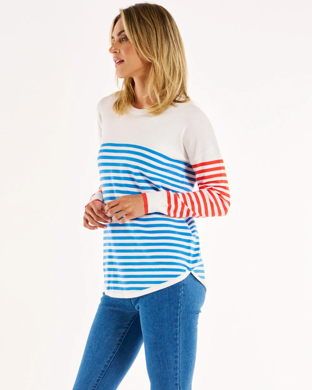 Betty Basics Sophie Knit Jumper Red Blue Stripe