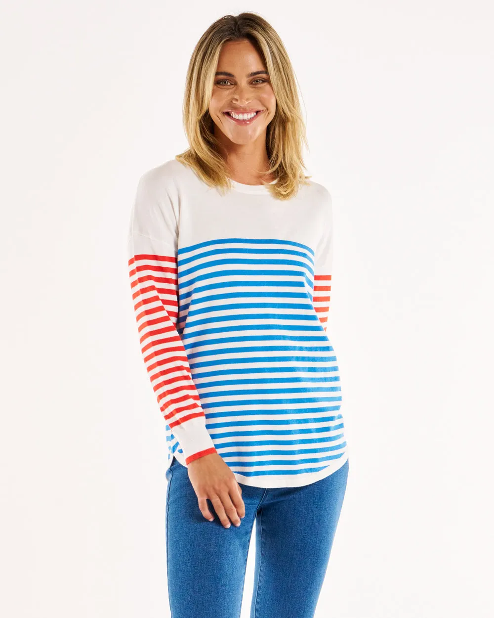 Betty Basics Sophie Knit Jumper Red Blue Stripe