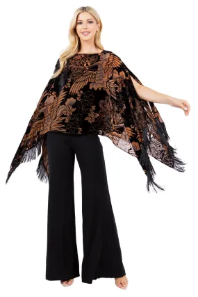 Black & Brown Burnout Velvet 7 Way Shawl