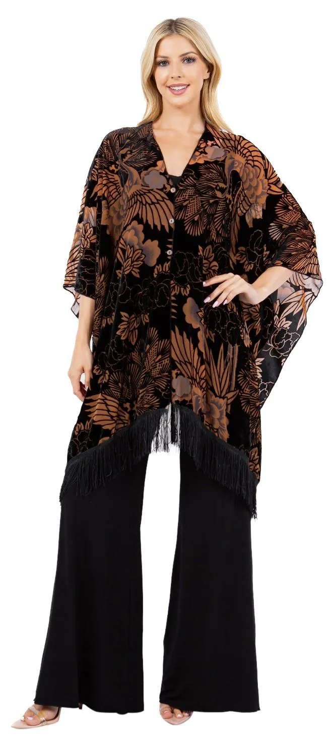 Black & Brown Burnout Velvet 7 Way Shawl