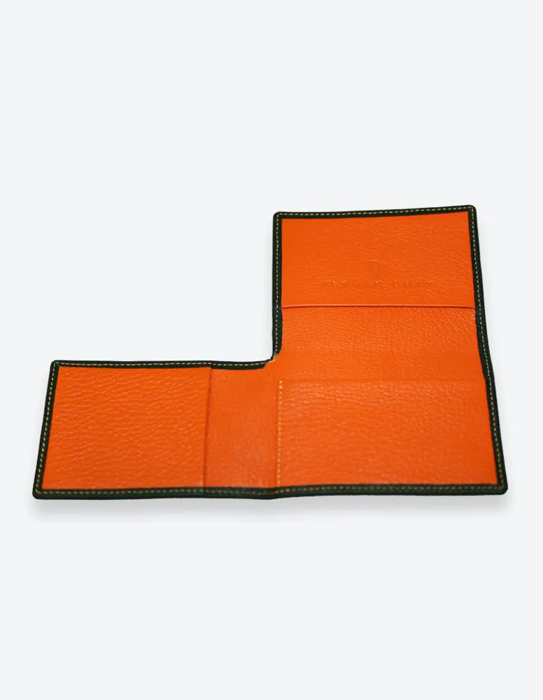 Black Leather Wallet with Orange Interior