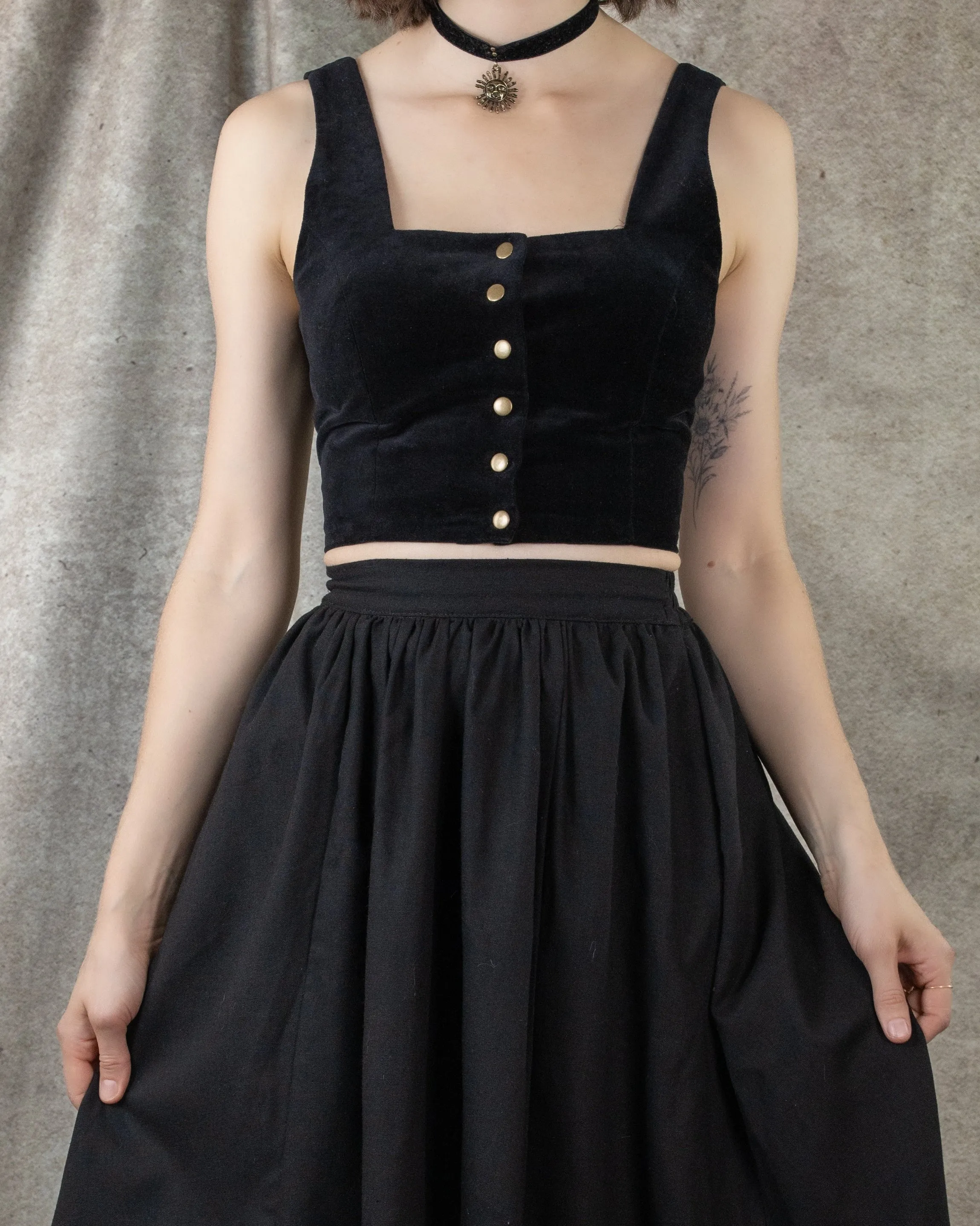 Black Velvet Dirndl Top