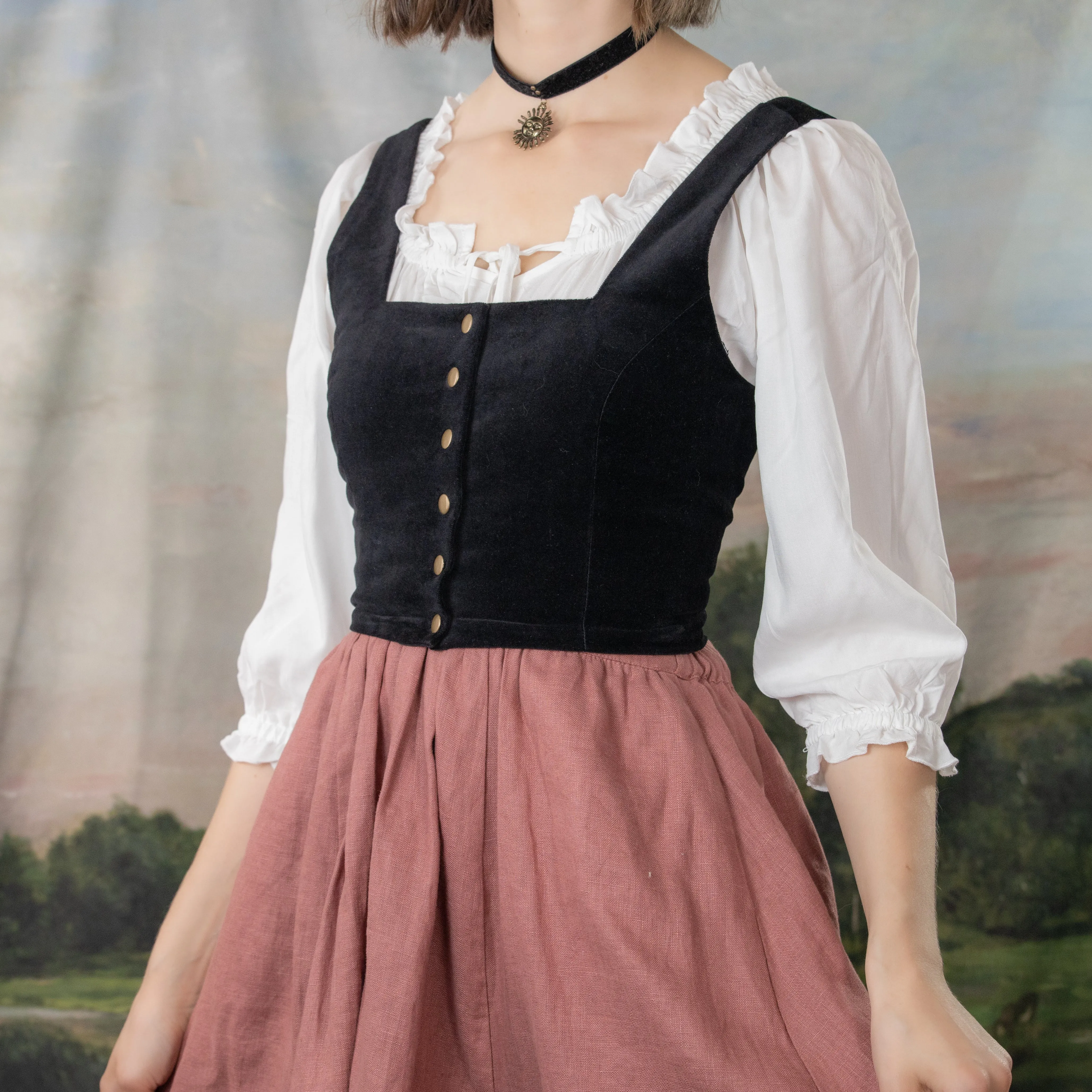 Black Velvet Dirndl Top