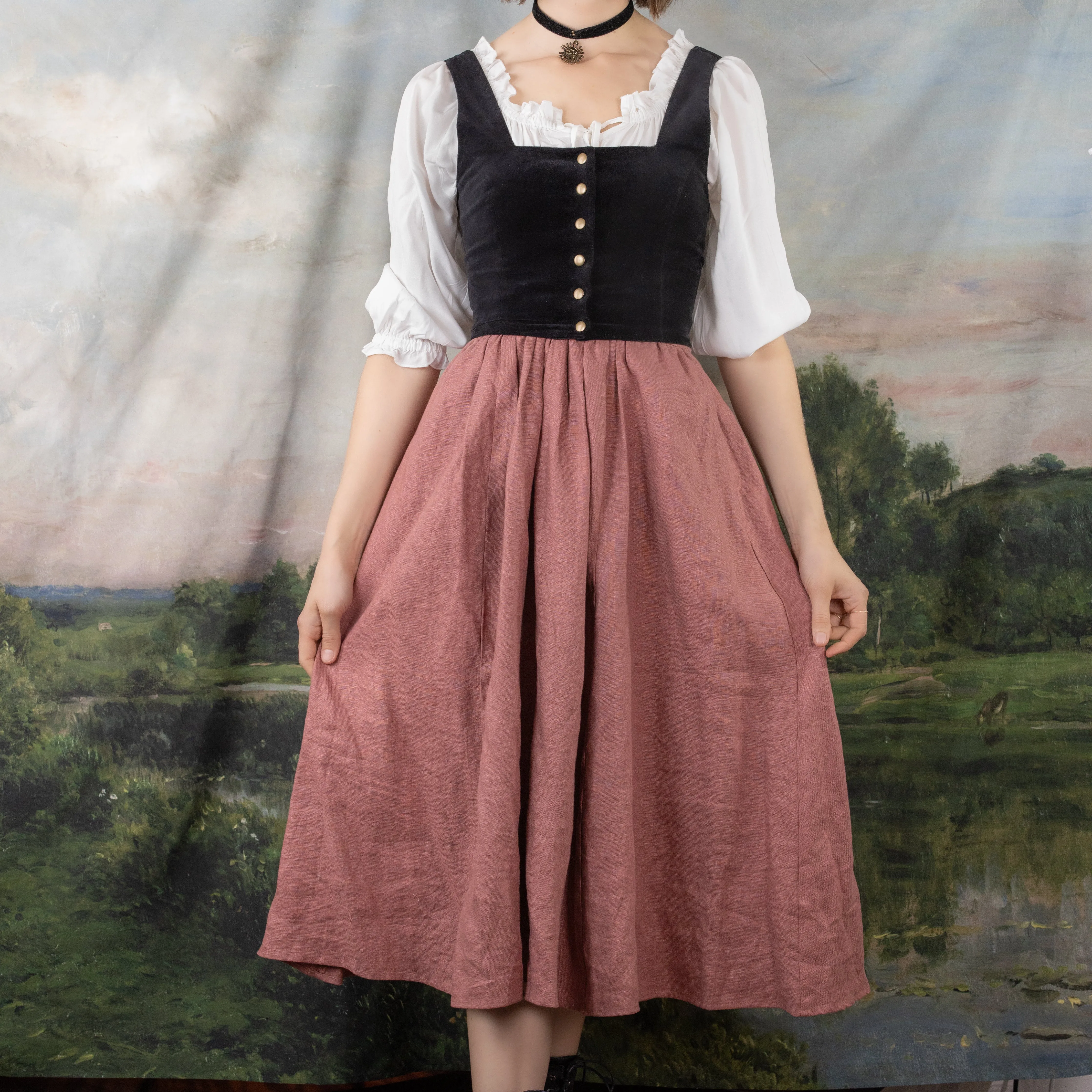 Black Velvet Dirndl Top