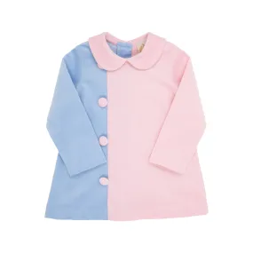 Blaire Button Dress (Corduroy) - Beale Street Blue & Palm Beach Pink