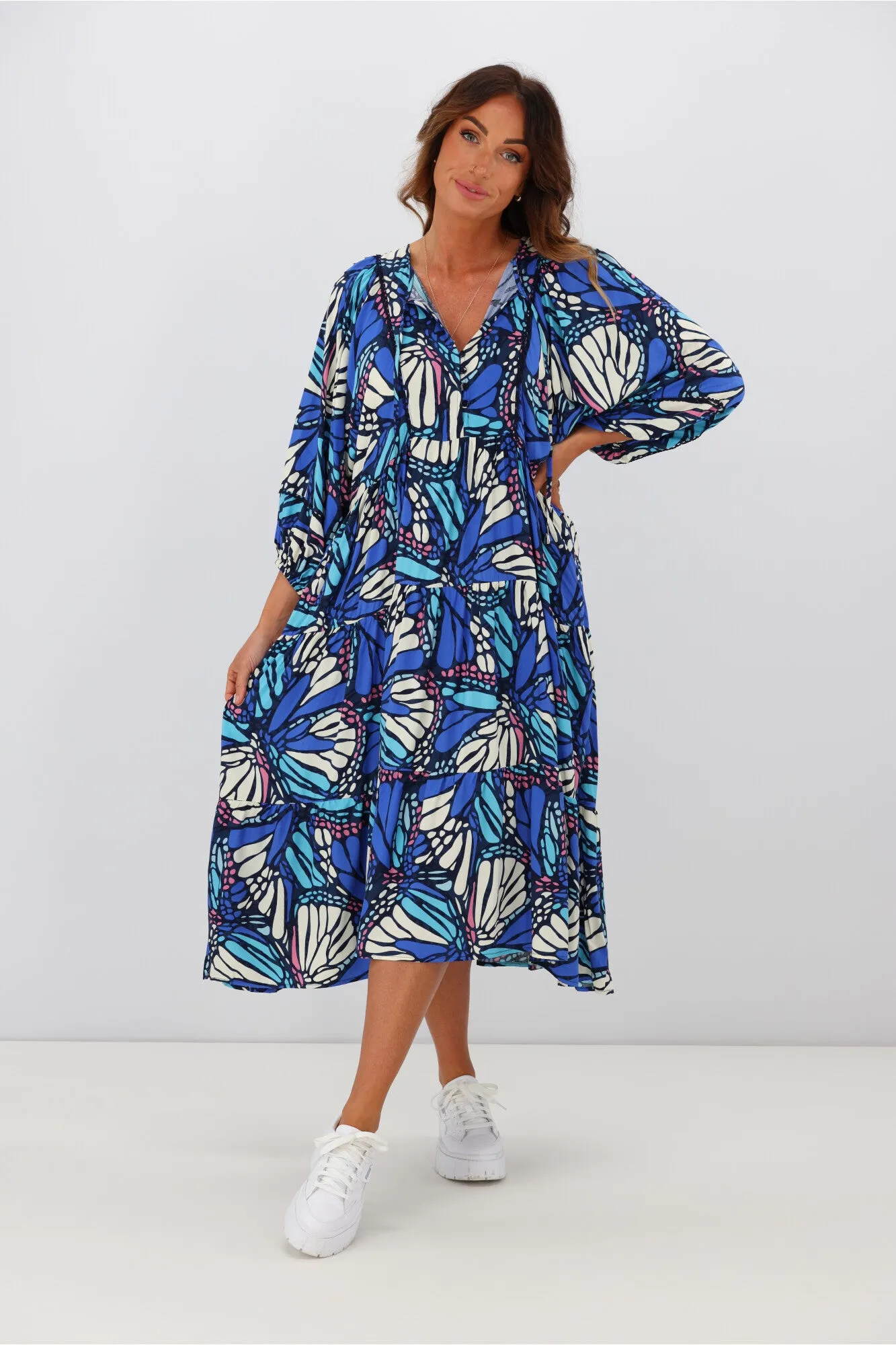 Boho Australia Athalia Midi Dress Blue