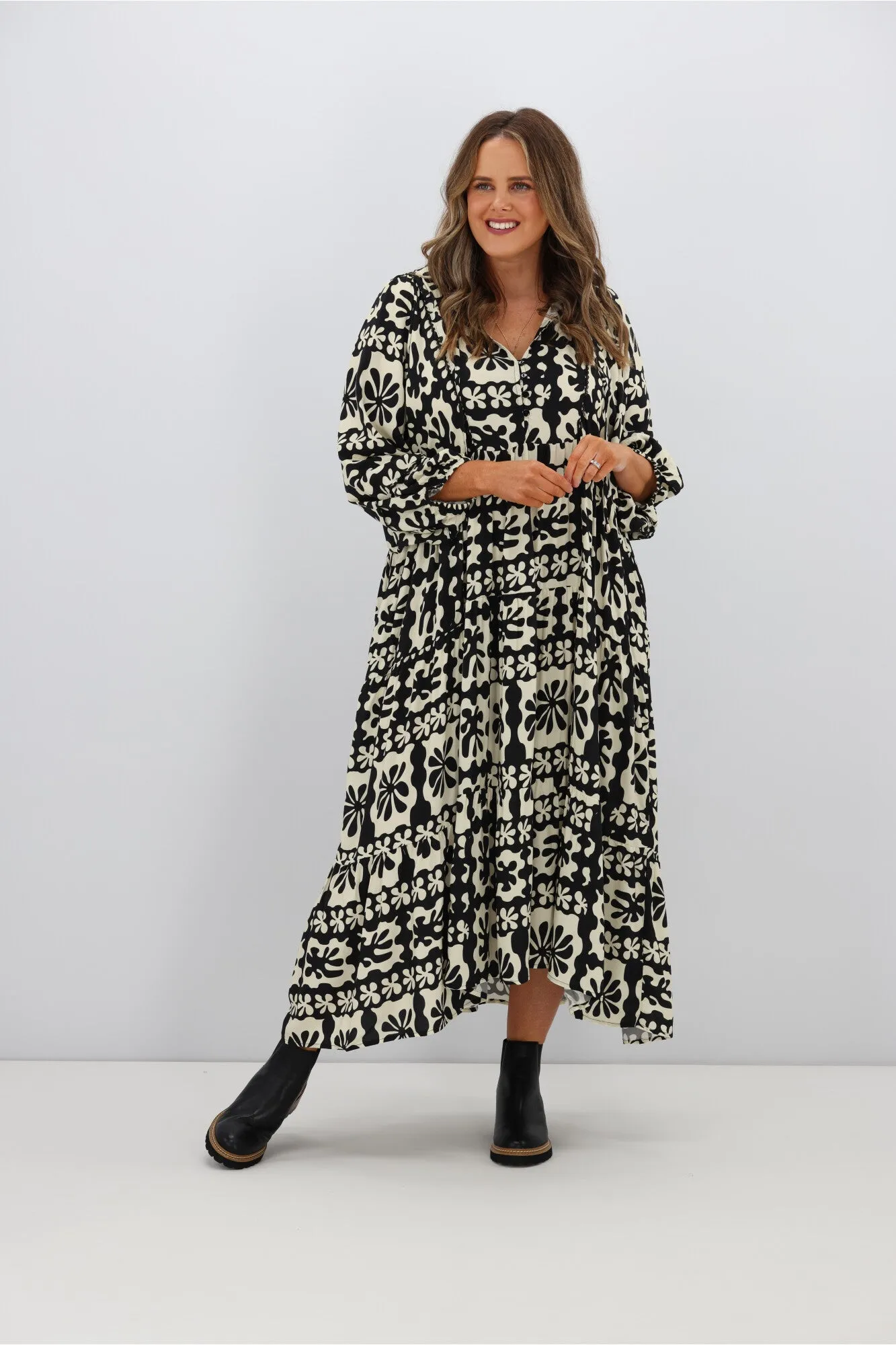 Boho Australia Barrett Dress Black Cream