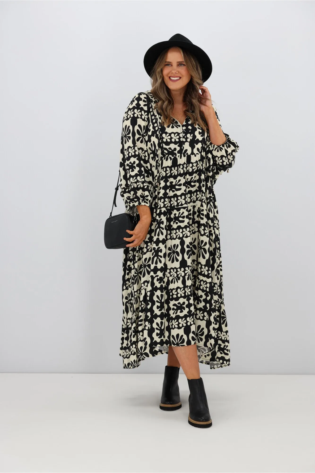 Boho Australia Barrett Dress Black Cream