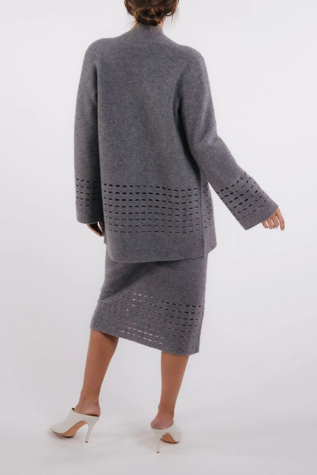 BOILED CASHMERE TILE CARDIGAN