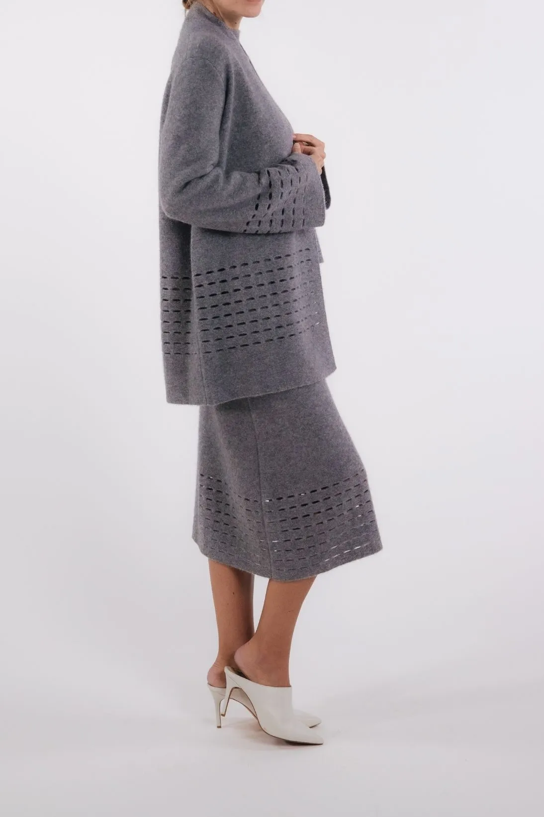 BOILED CASHMERE TILE CARDIGAN