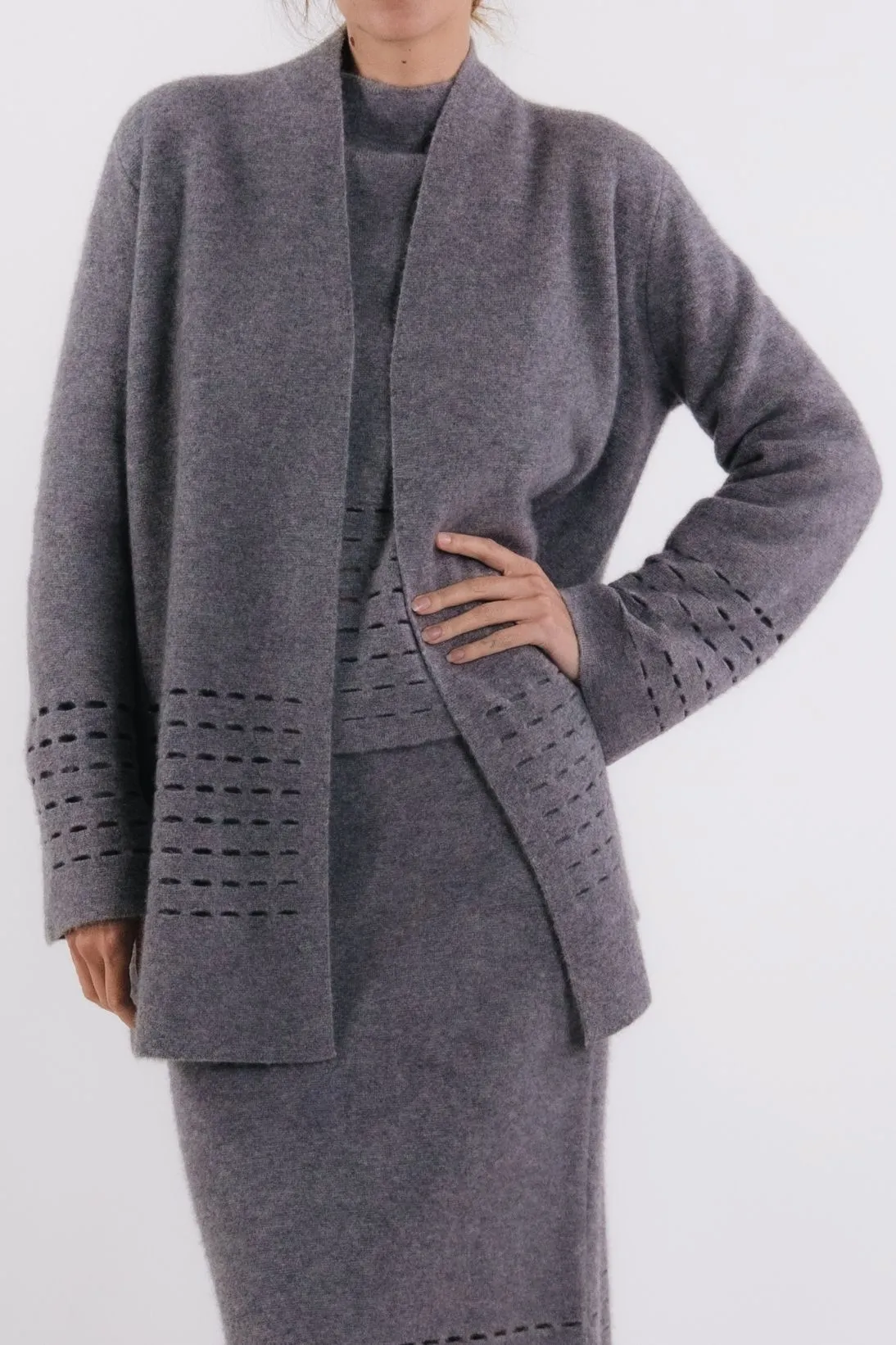 BOILED CASHMERE TILE CARDIGAN