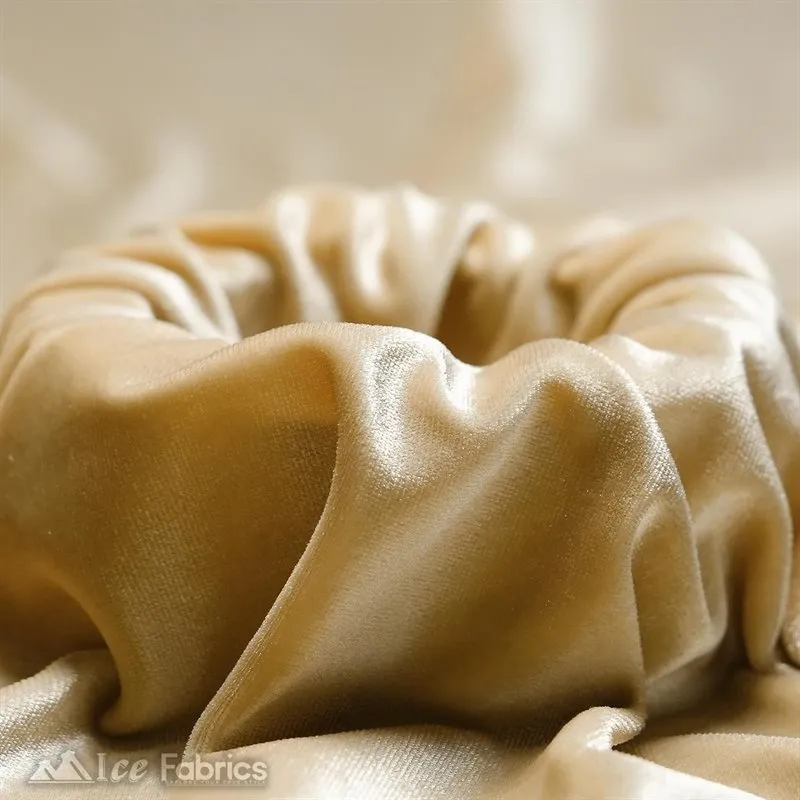 Champagne  Stretch Velvet Fabric Soft and Smooth