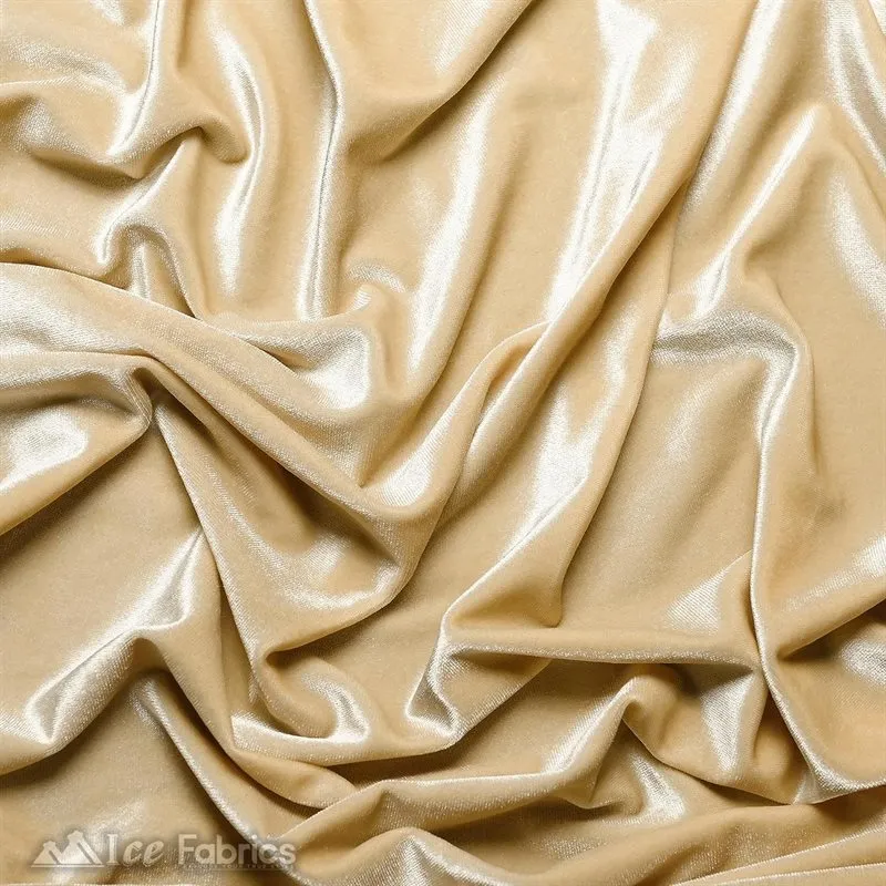 Champagne  Stretch Velvet Fabric Soft and Smooth