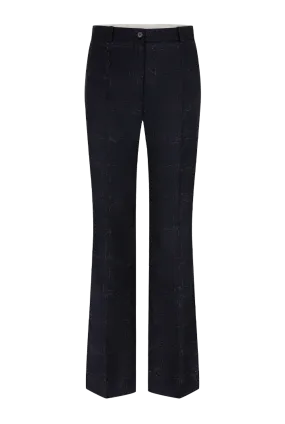 Check Wool Tailored Pants l Midnight